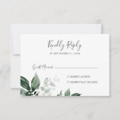 Emerald Greenery Horizontal Wedding RSVP Kaart (Voorkant)