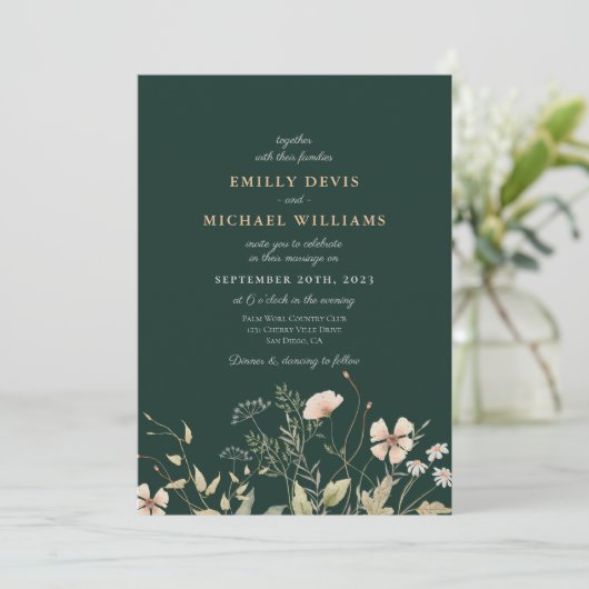 Emerald Greenery in één bruiloft Kaart (Staand voorkant)