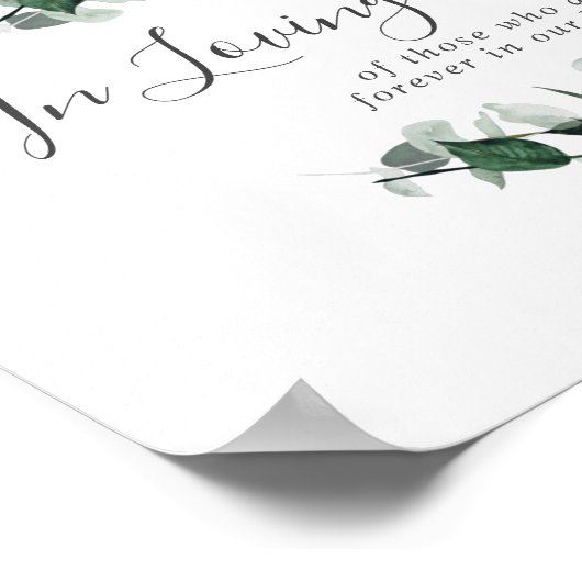 Emerald Greenery in Loving Memory Memorial Sign Poster (Hoek)