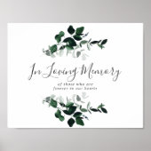 Emerald Greenery in Loving Memory Memorial Sign Poster (Voorkant)