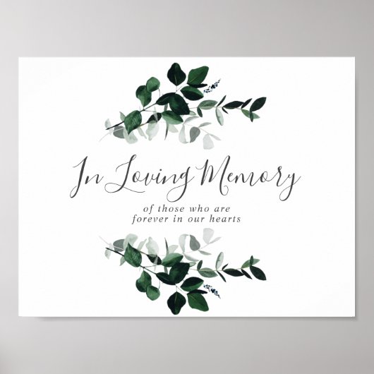 Emerald Greenery in Loving Memory Memorial Sign Poster (Voorkant)
