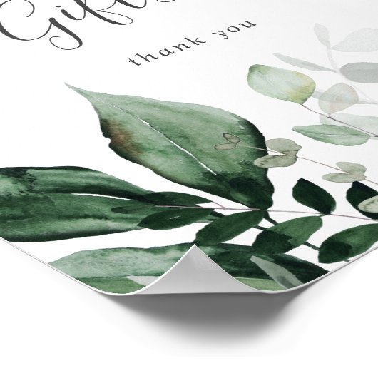 Emerald Greenery Kaarten en Gifts Sign Poster (Hoek)