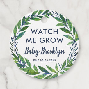Emerald Greenery Kijk me groeien Baby shower Bedankjes Labels