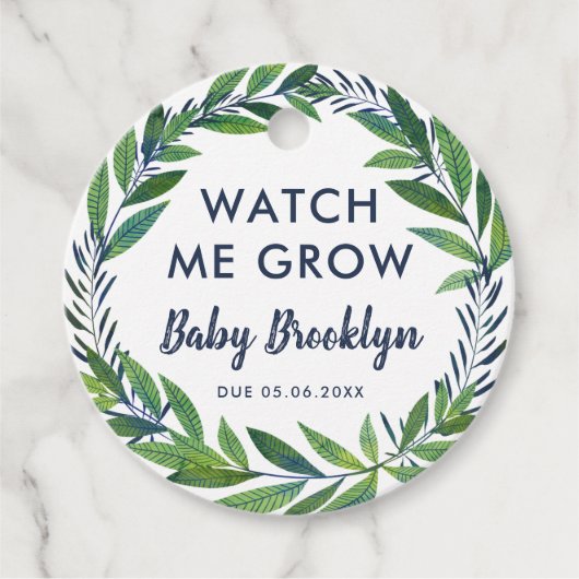Emerald Greenery Kijk me groeien Baby shower Bedankjes Labels (Voorkant)