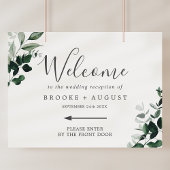 Emerald Greenery Left Directional Wedding Welkom Poster