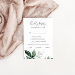 Emerald Greenery Menu Choice Wedding RSVP Kaart<br><div class="desc">Deze emerald greenery menu keuze bruiloft RSVP kaart is perfect voor een boho bruiloft. Het elegante maar rustige ontwerp is voorzien van rooddonkergroene waterverf bladeren en eucalyptus met een modern boeienbos. Deze trouwreactiekaart vraagt gasten gemakkelijk welk eten ze willen bij je receptie.</div>