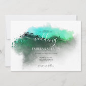 Emerald Greenery Mountains Landscape Wedding Kaart (Voorkant)