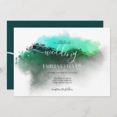 Emerald Greenery Mountains Landscape Wedding Kaart (Voorkant / Achterkant)