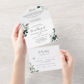 Emerald Greenery Photo Weddenschap All in One Invi Uitnodiging (Afscheurbaar)