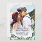 Emerald Greenery Photo Wedding Kaart (Voorkant)