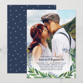 Emerald Greenery Photo Wedding Kaart