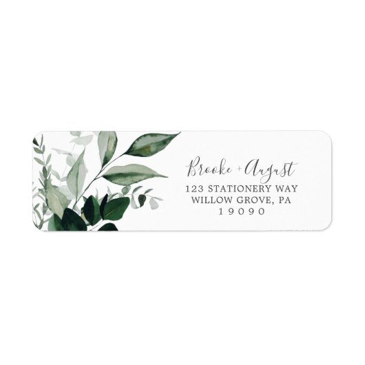 Emerald Greenery Return Address Label (Voorkant)