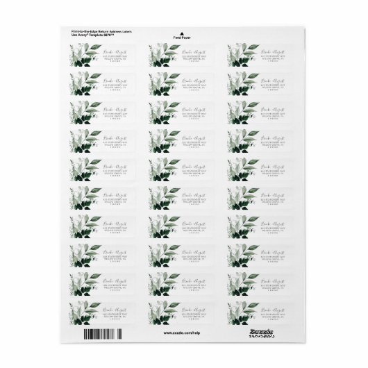 Emerald Greenery Return Address Label (Full Sheet)