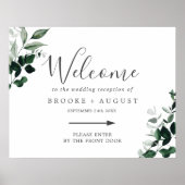 Emerald Greenery Right Directional Wedding Welkom Poster (Voorkant)
