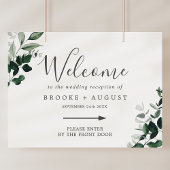 Emerald Greenery Right Directional Wedding Welkom Poster