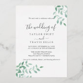 Emerald Greenery | Roos Gold Foil Weddenschap Folie Uitnodiging (Voorkant)