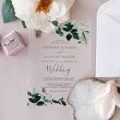 Emerald Greenery Rustiek Modern Boho Moody Wedding Acryl Uitnodigingen