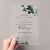 Emerald Greenery Rustiek Modern Boho Moody Wedding Acryl Uitnodigingen (Insitu (Draagbaar))