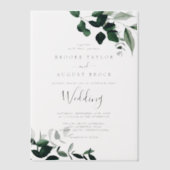 Emerald Greenery Rustiek Modern Boho Moody Wedding Vellum Uitnodigingen (Voorkant)