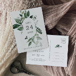 Emerald Greenery Save the Date Briefkaart<br><div class="desc">Deze emerald greenery is de date briefkaart perfect voor een boho bruiloft. Het elegante maar rustige ontwerp is voorzien van rooddonkergroene waterverf bladeren en eucalyptus met een modern boeienbos.</div>