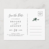 Emerald Greenery Save the Date Briefkaart (Achterkant)