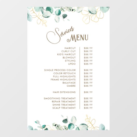 Emerald Greenery Services Menu Ruitsticker Raamsticker (Vel)