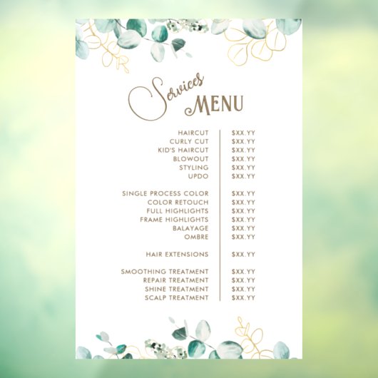 Emerald Greenery Services Menu Ruitstickers Raamsticker (Vel 3)