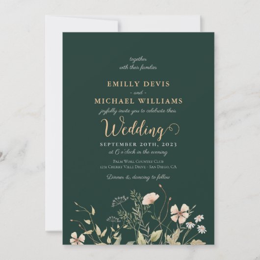 Emerald Greenery Signature Wedding Invitation Kaart (Voorkant)