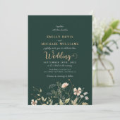 Emerald Greenery Signature Wedding Invitation Kaart (Staand voorkant)