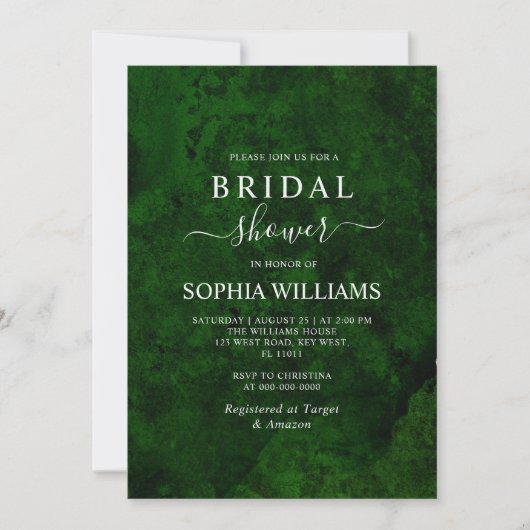 Emerald Greenery & Silver Bridal Shower Invitation Kaart (Voorkant)