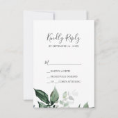 Emerald Greenery Simple Wedding RSVP-Kaart RSVP Kaartje (Voorkant)