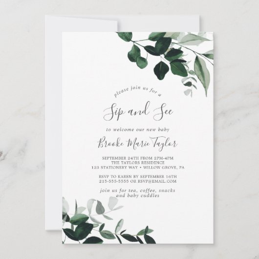 Emerald Greenery Sip en See Kaart (Voorkant)