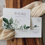 Emerald Greenery Song Request RSVP Briefkaart<br><div class="desc">Dit emerald greenery liedje vraagt RSVP briefkaart is perfect voor een boho bruiloft. Het elegante maar rustige ontwerp is voorzien van rooddonkergroene waterverf bladeren en eucalyptus met een modern boeienbos. Bouw je trouwgastenlijst en je dansvloerzang allemaal tegelijk! Dit briefkaart voor trouwreactie vraagt gasten gemakkelijk of ze je bruiloft kunnen bijwonen,...</div>