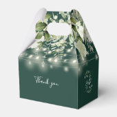 Emerald Greenery String Lights Monogram Huwelijk Bedankdoosjes (Achterkant)