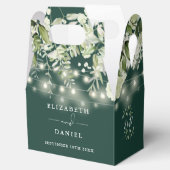 Emerald Greenery String Lights Monogram Huwelijk Bedankdoosjes (Geopend)