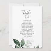 Emerald Greenery Table Number Seating Chart Kaarte (Achterkant)