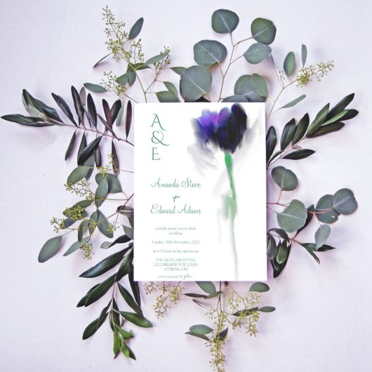 Emerald Greenery Tulip Floral Monogram Weddenschap Kaart