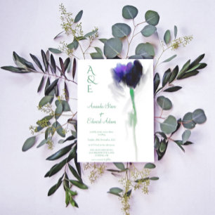 Emerald Greenery Tulip Floral Monogram Weddenschap Kaart