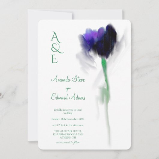 Emerald Greenery Tulip Floral Monogram Weddenschap Kaart (Voorkant)