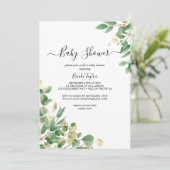 Emerald Greenery | Uitnodiging voor grijs Baby sho (Staand voorkant)
