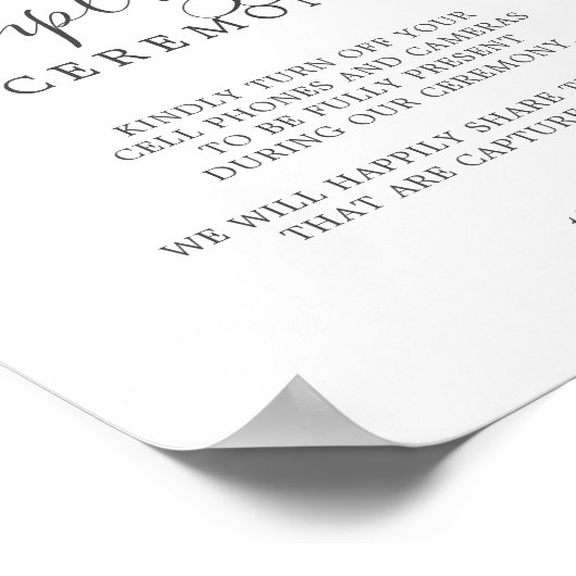 Emerald Greenery Unplugged Ceremony Sign Poster (Hoek)