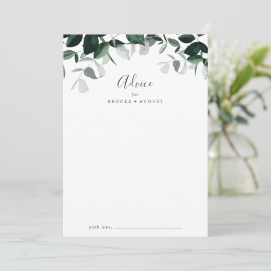 Emerald Greenery Wedding Advieskaart (Staand voorkant)