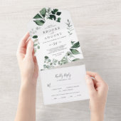 Emerald Greenery Wedding all in one Invitation Uitnodiging (Afscheurbaar)