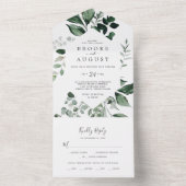 Emerald Greenery Wedding all in one Invitation Uitnodiging (Binnen)