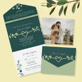 Emerald Greenery Wedding All In One Uitnodiging