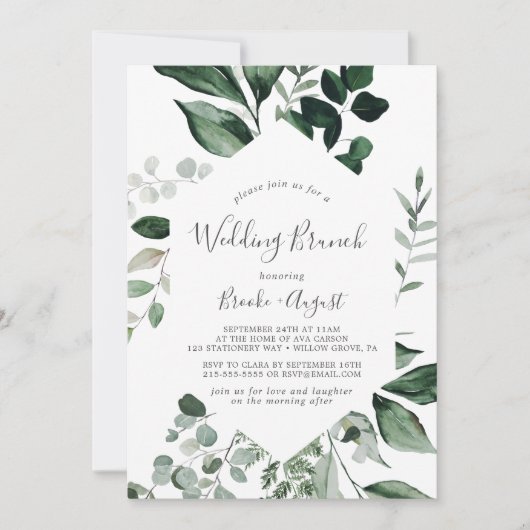 Emerald Greenery Wedding Brunch Kaart (Voorkant)