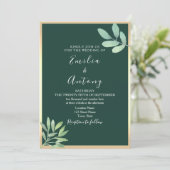 Emerald Greenery Wedding Invitation Kaart (Staand voorkant)