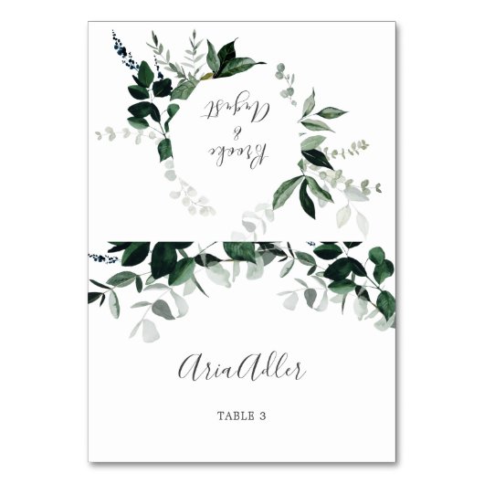 Emerald Greenery Wedding Place Card Kaart (Voorkant)