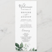 Emerald Greenery Wedding Program Programmakaart (Voorkant)