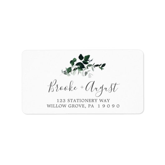 Emerald Greenery Wedding RSVP Adresetiketten Etiket (Voorkant)